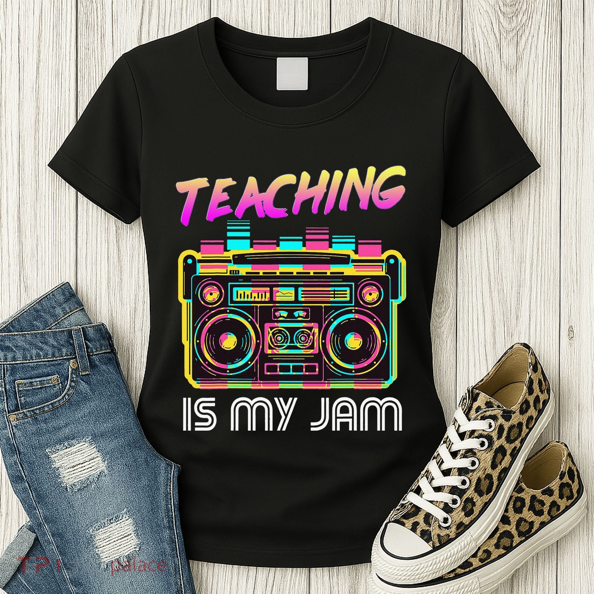 Back to School Retro Teaching is My Jam 80s Teacher Boombox Women's T-Shirt