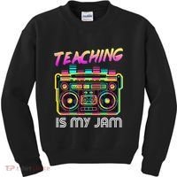Back to School Retro Teaching is My Jam 80s Teacher Boombox Kids Sweatshirt thumb 0
