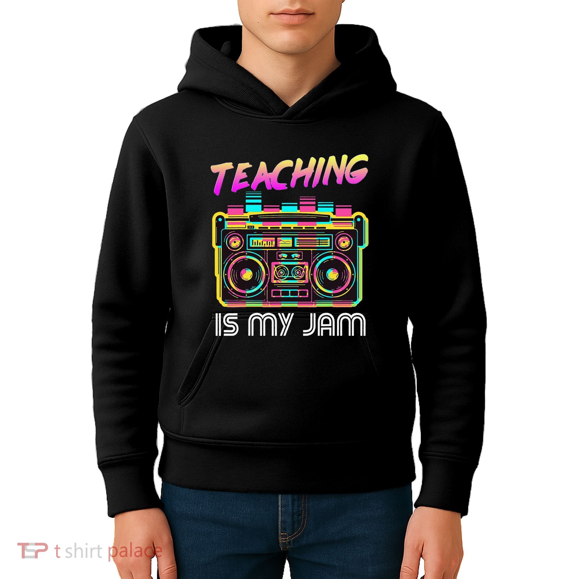 Back to School Retro Teaching is My Jam 80s Teacher Boombox Kids Hoodie