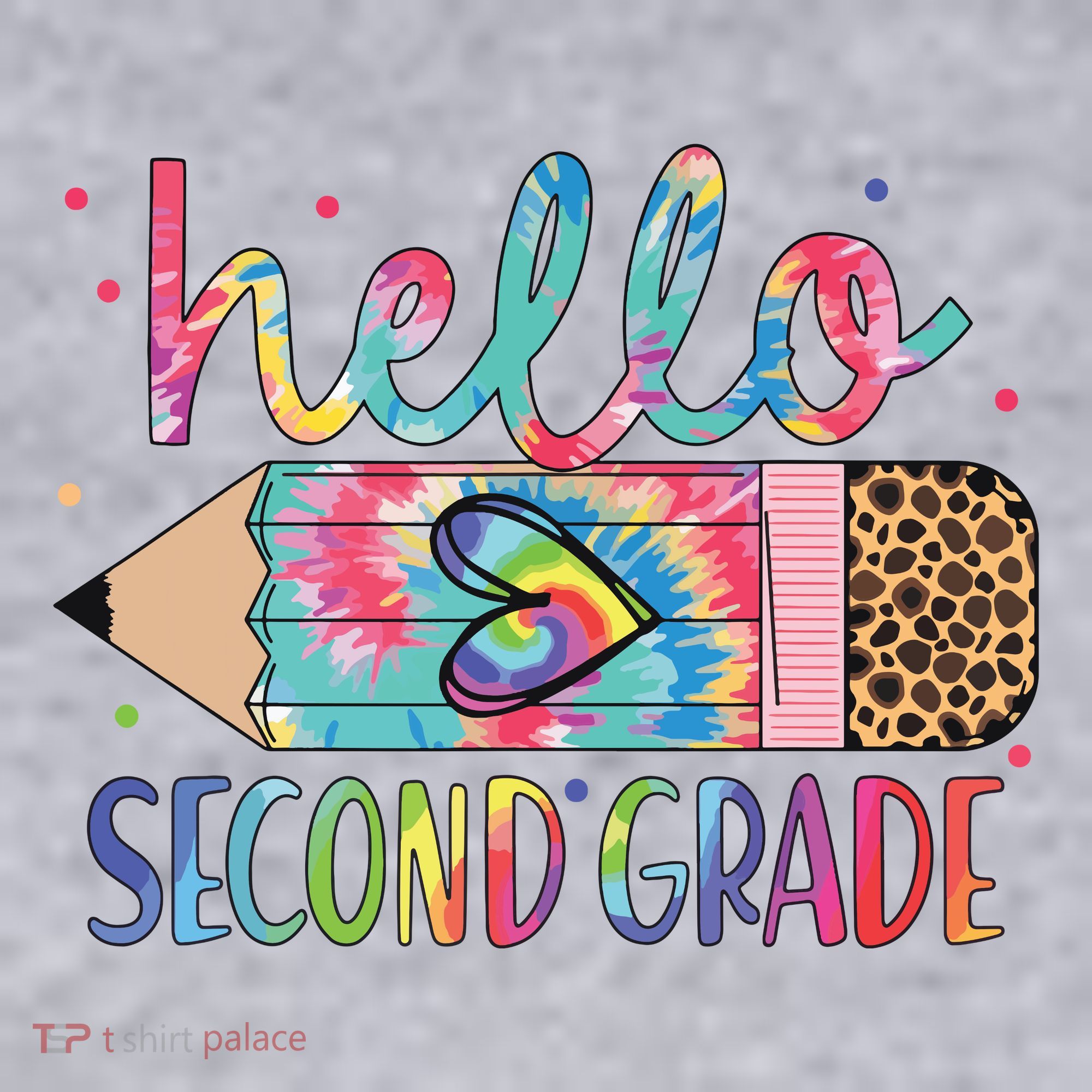 Back To School Hello Second 2nd Grade Leopard Tie Dye Pencil Women's Sweatshirt