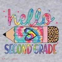 Back To School Hello Second 2nd Grade Leopard Tie Dye Pencil Women's Sweatshirt thumb 2