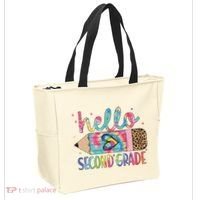 Back To School Hello Second 2nd Grade Leopard Tie Dye Pencil Tote Bag thumb 2