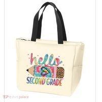 Back To School Hello Second 2nd Grade Leopard Tie Dye Pencil Tote Bag thumb 3
