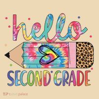Back To School Hello Second 2nd Grade Leopard Tie Dye Pencil Tote Bag thumb 4