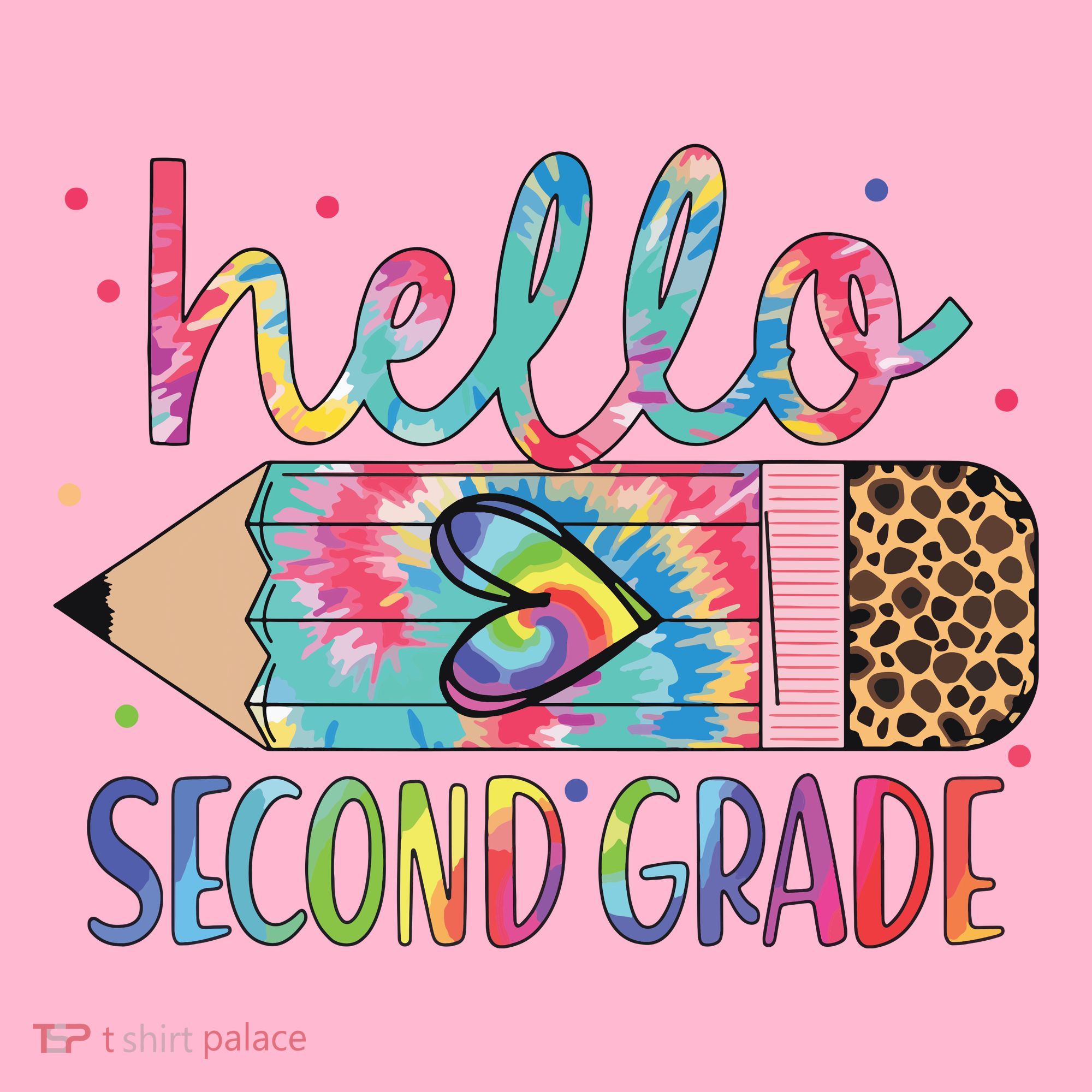Back To School Hello Second 2nd Grade Leopard Tie Dye Pencil Coaster