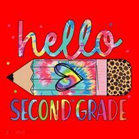 Back To School Hello Second 2nd Grade Leopard Tie Dye Pencil Santa Hat thumb 1