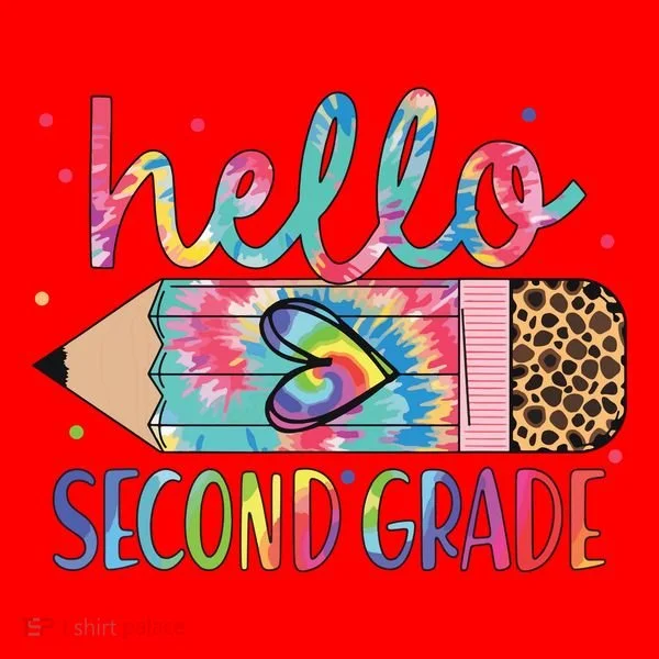 Back To School Hello Second 2nd Grade Leopard Tie Dye Pencil Santa Hat