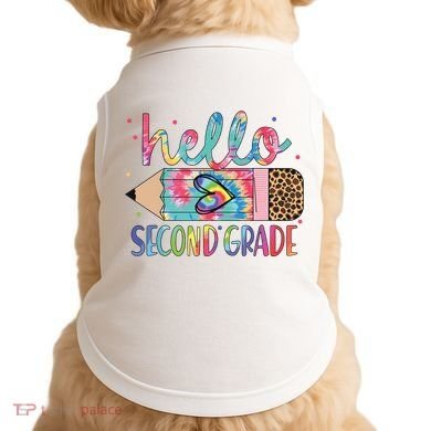 Back To School Hello Second 2nd Grade Leopard Tie Dye Pencil Doggie Tank