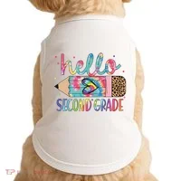 Back To School Hello Second 2nd Grade Leopard Tie Dye Pencil Doggie Tank thumb 0