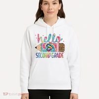 Back To School Hello Second 2nd Grade Leopard Tie Dye Pencil Hoodie thumb 5