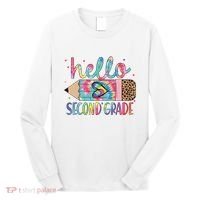 Back To School Hello Second 2nd Grade Leopard Tie Dye Pencil Long Sleeve Shirt thumb 0