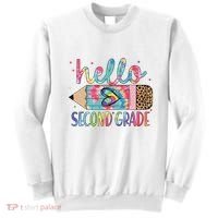 Back To School Hello Second 2nd Grade Leopard Tie Dye Pencil Sweatshirt thumb 0