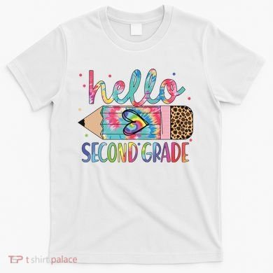 Back To School Hello Second 2nd Grade Leopard Tie Dye Pencil T-Shirt
