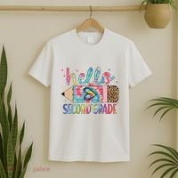 Back To School Hello Second 2nd Grade Leopard Tie Dye Pencil T-Shirt thumb 2