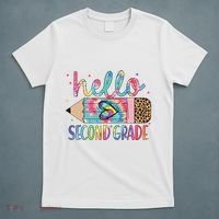 Back To School Hello Second 2nd Grade Leopard Tie Dye Pencil T-Shirt thumb 5