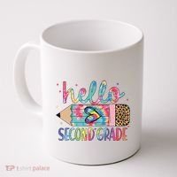Back To School Hello Second 2nd Grade Leopard Tie Dye Pencil Coffee Mug thumb 0