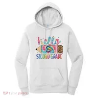 Back To School Hello Second 2nd Grade Leopard Tie Dye Pencil Women's Hoodie thumb 0
