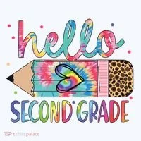 Back To School Hello Second 2nd Grade Leopard Tie Dye Pencil Women's Hoodie thumb 2