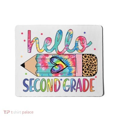 Back To School Hello Second 2nd Grade Leopard Tie Dye Pencil Mousepad