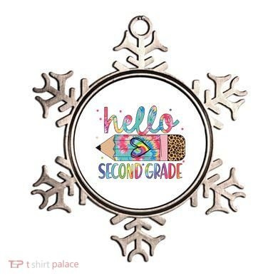 Back To School Hello Second 2nd Grade Leopard Tie Dye Pencil Ornament