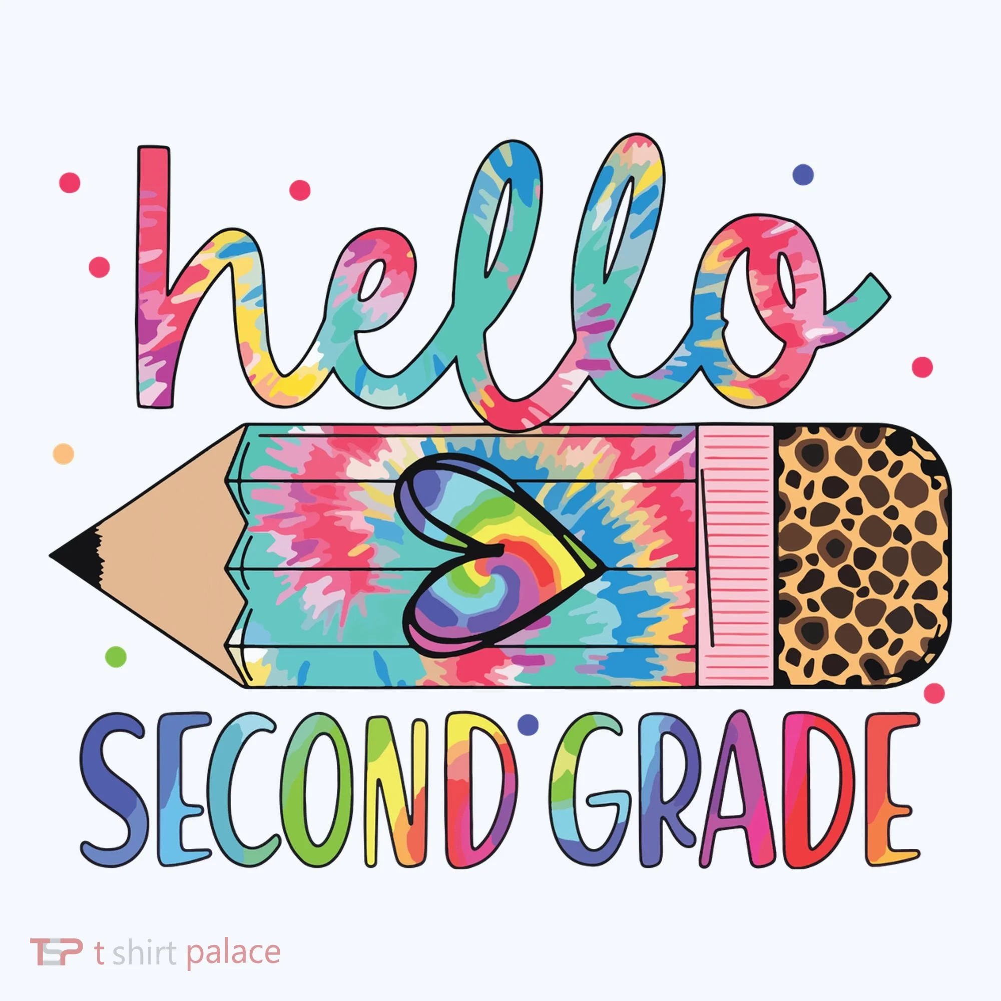 Back To School Hello Second 2nd Grade Leopard Tie Dye Pencil Hat