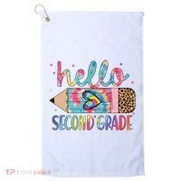 Back To School Hello Second 2nd Grade Leopard Tie Dye Pencil Golf Towel thumb 0