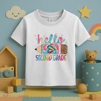 Back To School Hello Second 2nd Grade Leopard Tie Dye Pencil Toddler T-Shirt thumb 3