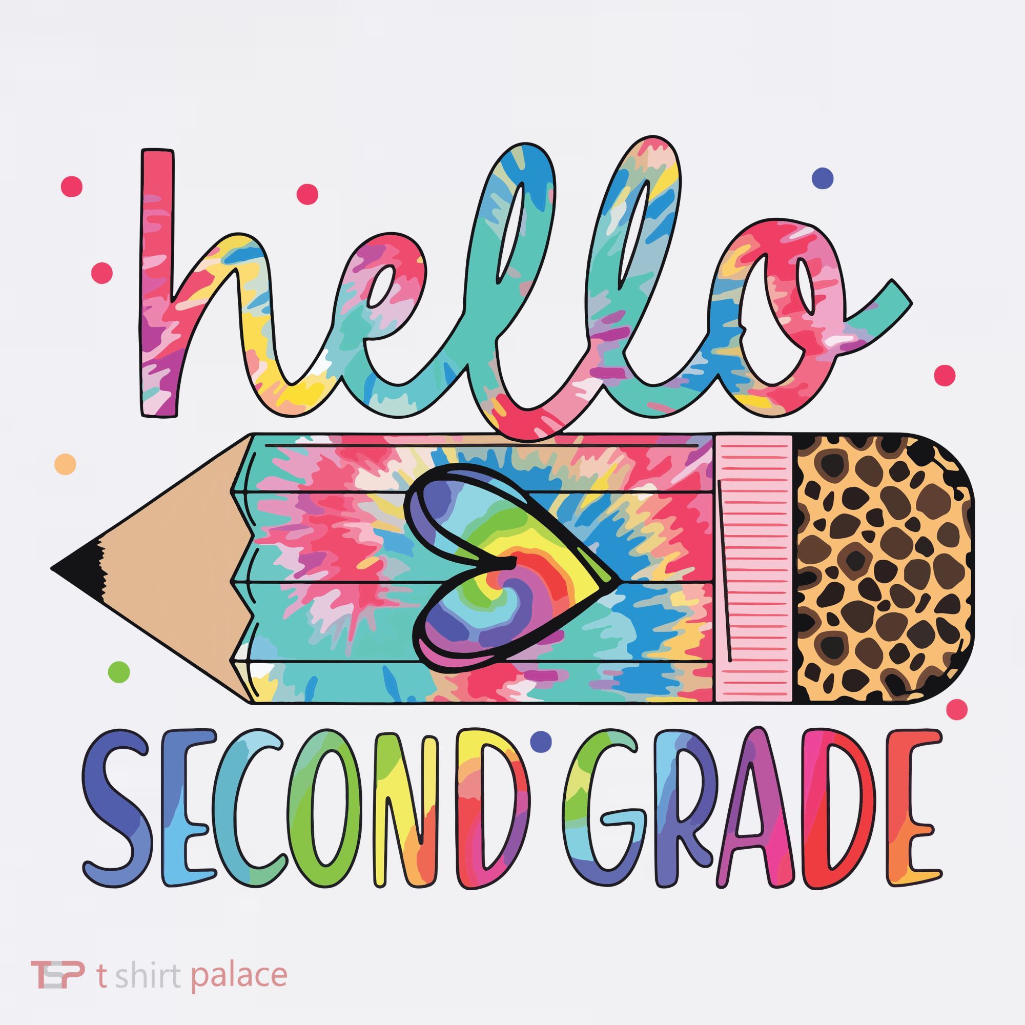 Back To School Hello Second 2nd Grade Leopard Tie Dye Pencil Visor