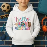 Back To School Hello Second 2nd Grade Leopard Tie Dye Pencil Kids Hoodie thumb 2