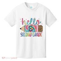Back To School Hello Second 2nd Grade Leopard Tie Dye Pencil Kids T-Shirt thumb 0