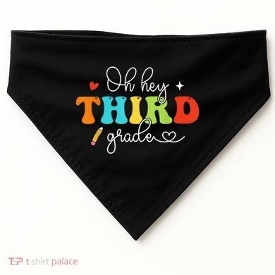 Back To School Oh Hey Third Grade Retro Teacher Student USA-Made Doggie Bandana