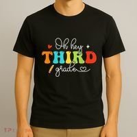 Back To School Oh Hey Third Grade Retro Teacher Student T-Shirt thumb 3