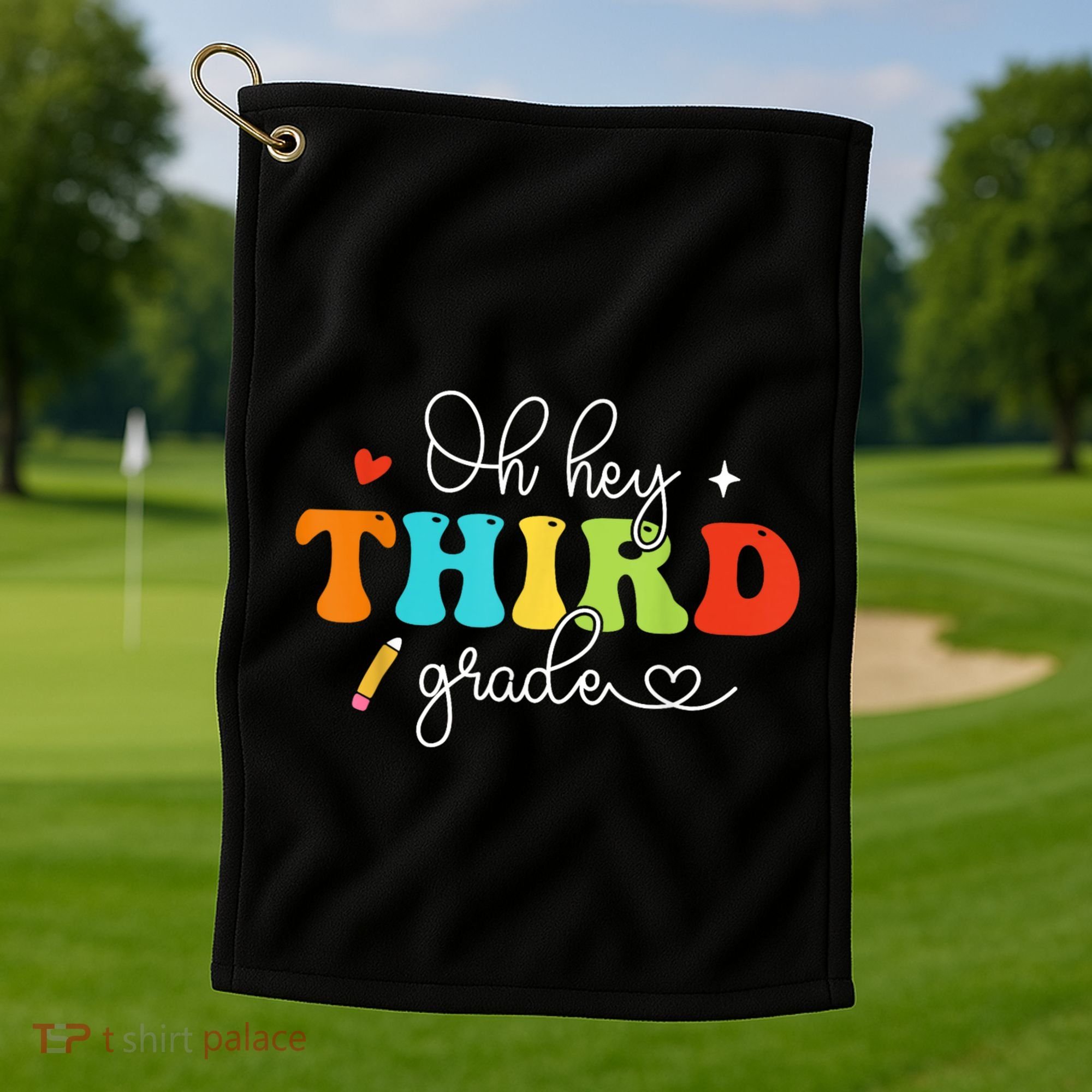 Back To School Oh Hey Third Grade Retro Teacher Student Golf Towel