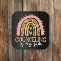 Back To School Counselor Counseling Is My Jam Rainbow Coaster thumb 0