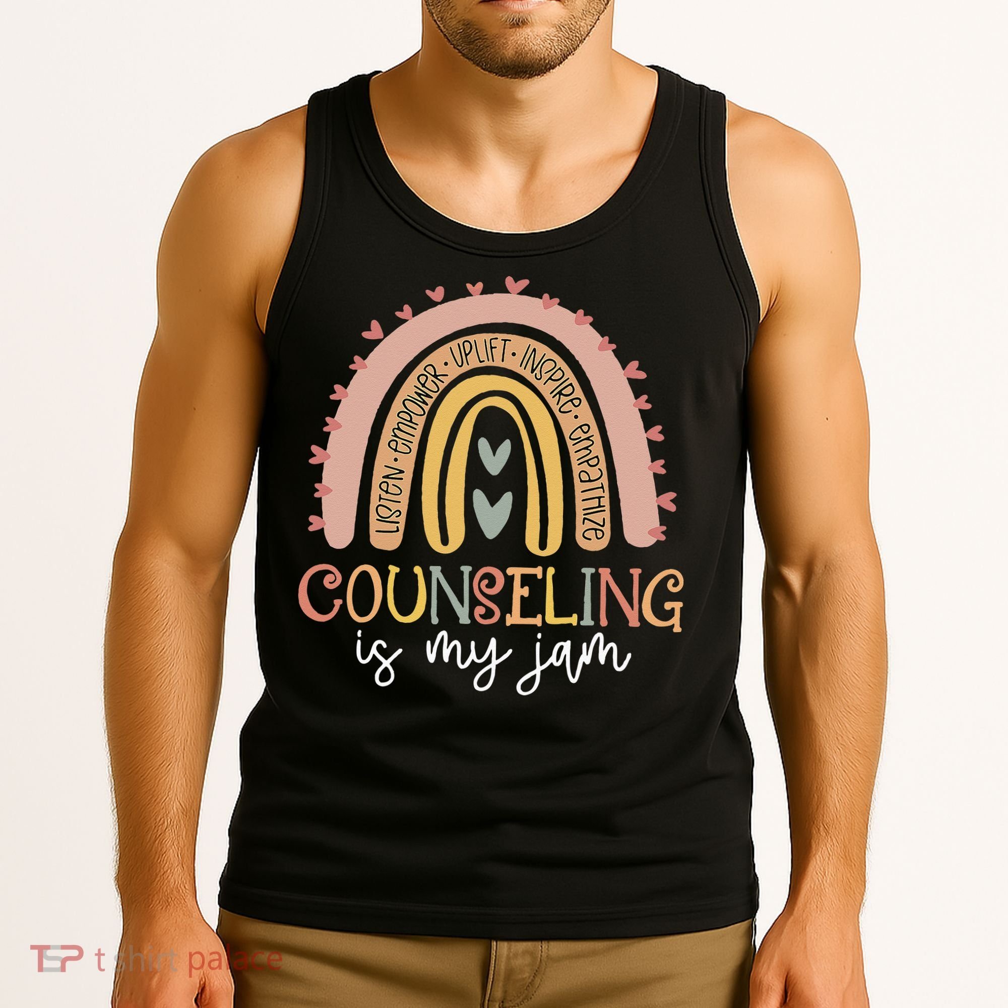 Back To School Counselor Counseling Is My Jam Rainbow Tank Top