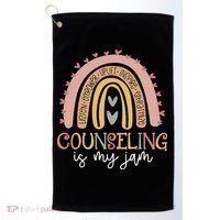 Back To School Counselor Counseling Is My Jam Rainbow Golf Towel thumb 0