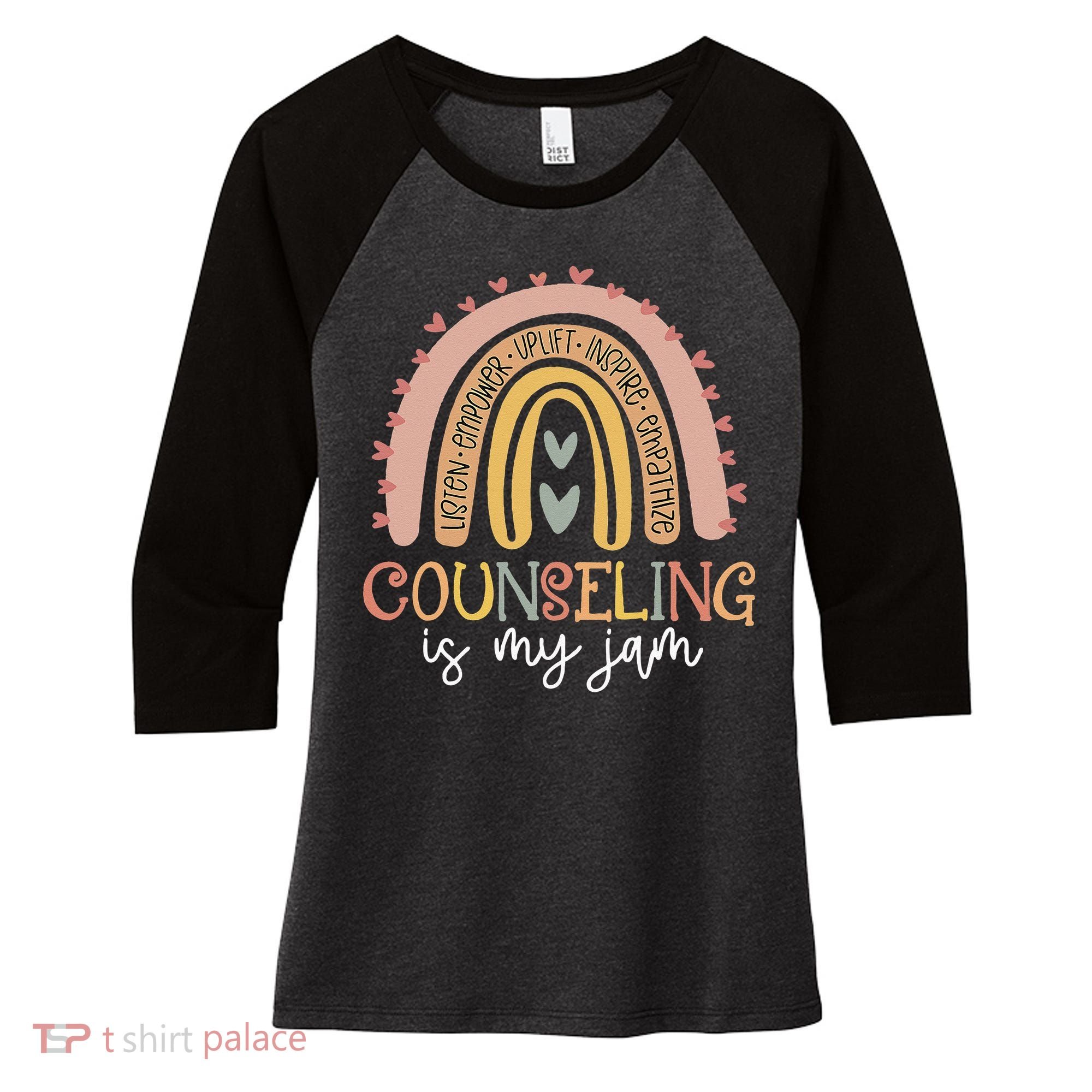 Back To School Counselor Counseling Is My Jam Rainbow Women's Tri-Blend 3/4-Sleeve Raglan Shirt