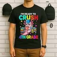 Back To School First Day Im Ready To Crush 4th Grade Axolotl  T-Shirt thumb 6