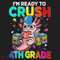 Back To School First Day Im Ready To Crush 4th Grade Axolotl  Beanie thumb 2