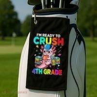 Back To School First Day Im Ready To Crush 4th Grade Axolotl  Golf Towel thumb 2