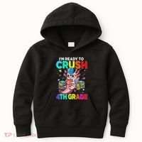 Back To School First Day Im Ready To Crush 4th Grade Axolotl  Kids Hoodie thumb 0
