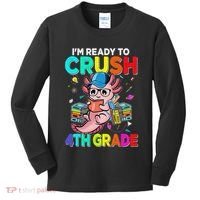 Back To School First Day Im Ready To Crush 4th Grade Axolotl  Kids Long Sleeve Shirt thumb 0