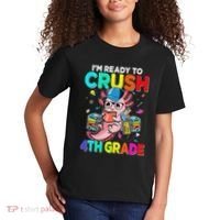 Back To School First Day Im Ready To Crush 4th Grade Axolotl  Kids T-Shirt thumb 2