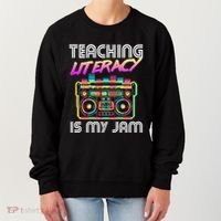 Back To School Retro Literacy Is My Jam 80S Teacher Boombox Gift Women's Sweatshirt thumb 0
