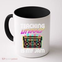 Back To School Retro Literacy Is My Jam 80S Teacher Boombox Gift Coffee Mug thumb 0