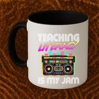 Back To School Retro Literacy Is My Jam 80S Teacher Boombox Gift Coffee Mug thumb 2