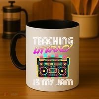 Back To School Retro Literacy Is My Jam 80S Teacher Boombox Gift Coffee Mug thumb 4