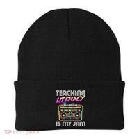 Back To School Retro Literacy Is My Jam 80S Teacher Boombox Gift Beanie thumb 0