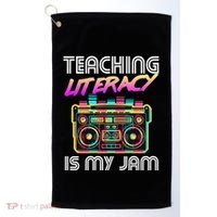 Back To School Retro Literacy Is My Jam 80S Teacher Boombox Gift Golf Towel thumb 0