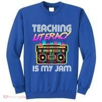 Back To School Retro Literacy Is My Jam 80S Teacher Boombox Gift Sweatshirt thumb 0